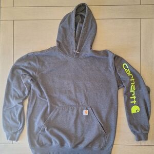 Carhartt Gray Hoodie with Neon Green Logo